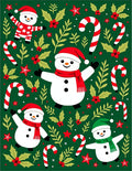 Festive Snowmen Candy Cane Holly Sprigs Rug