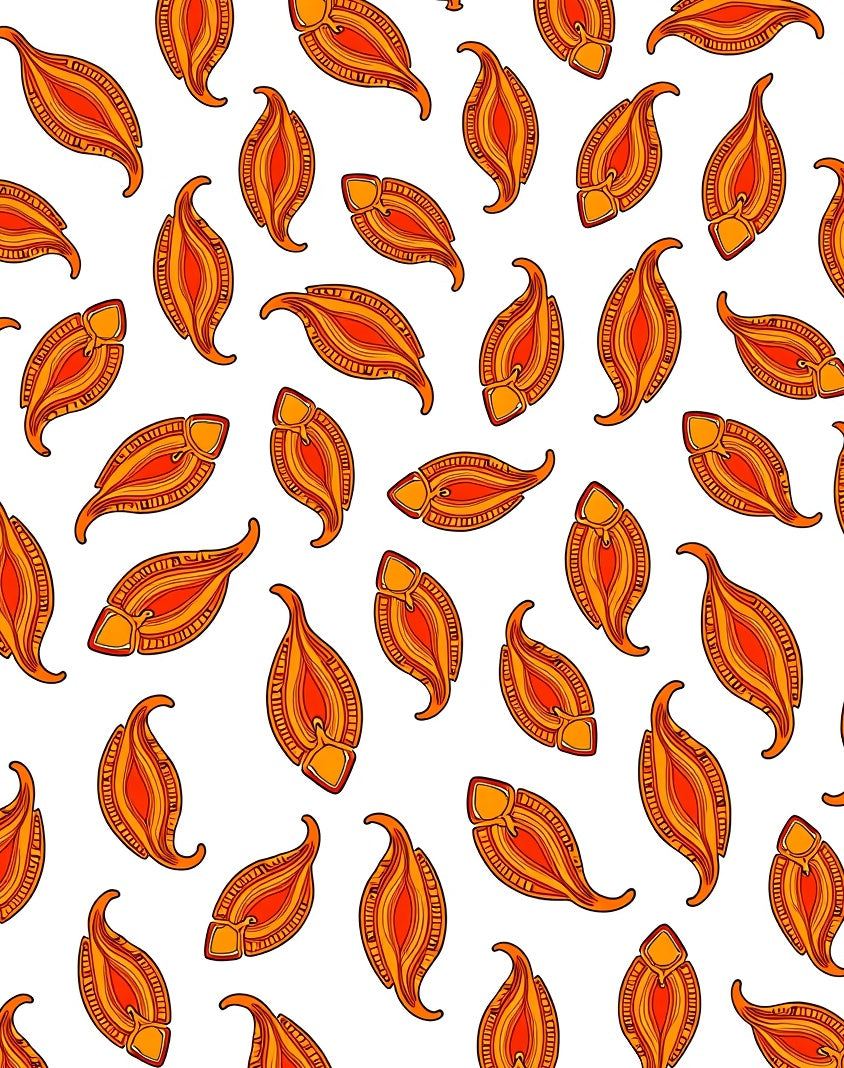 Fiery Orange Paisley All Over Rug