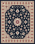 Crimson Ivory Floral Medallion Navy Rug