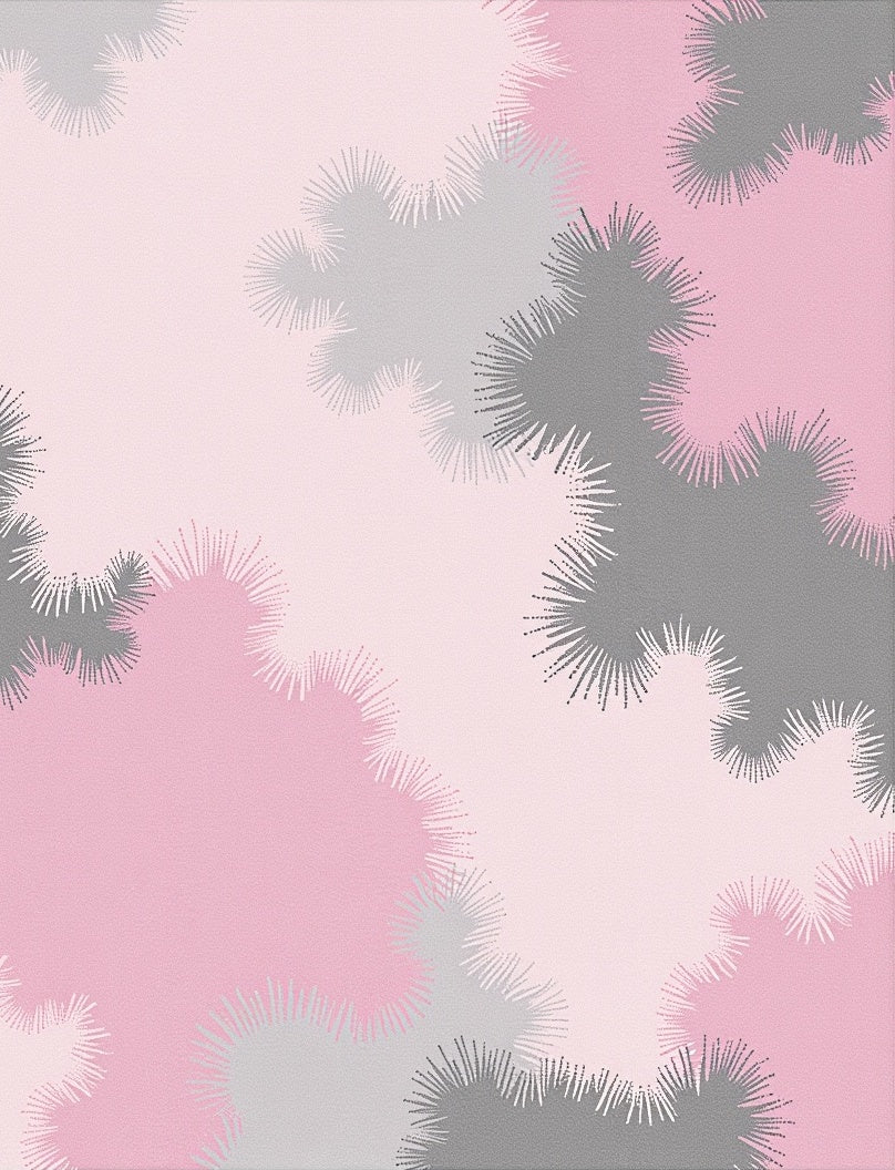 Soft Pink Gray Spiky Abstract Rug