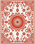 Crimson Sunburst Floral Medallion Rug