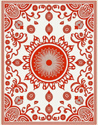 Crimson Sunburst Floral Medallion Rug