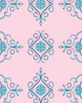 Aqua Floral Medallion Pink Background Rug