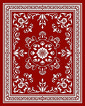 Ornate White Floral Red Centerpiece Rug