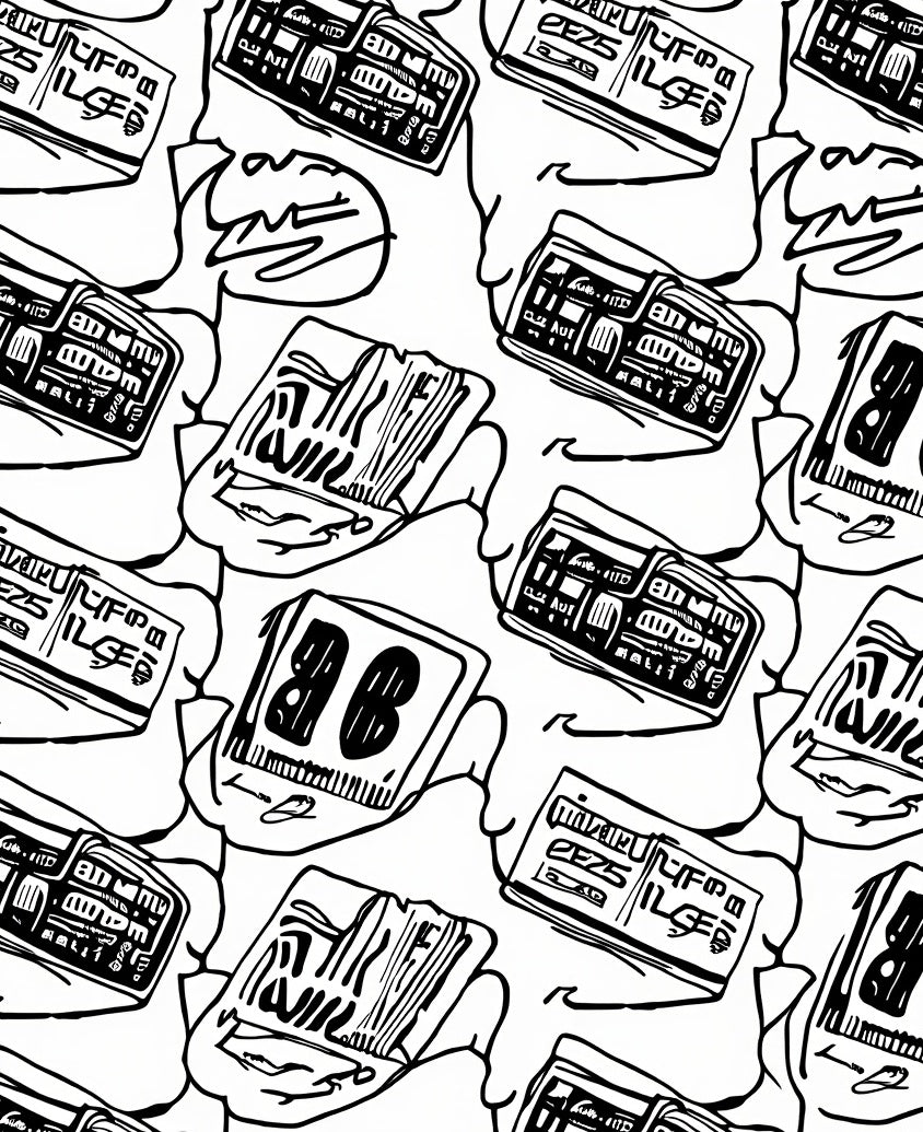 Bold Black And White Graphic Cards Rug