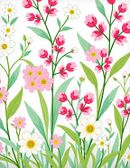 Pink White Floral Garden Meadow Rug