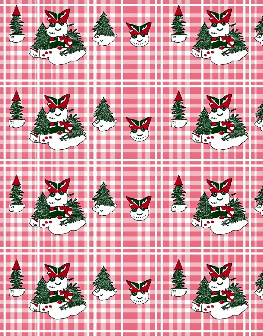 Whimsical Snowman Forest Plaid Rug