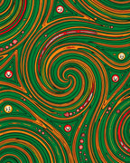 Groovy Green Swirl Abstract Faces Rug