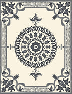 Ornate Cream Mandala Border Rug
