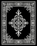 Ornate Black White Scrollwork Manor Rug