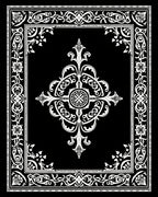 Ornate Black White Scrollwork Manor Rug