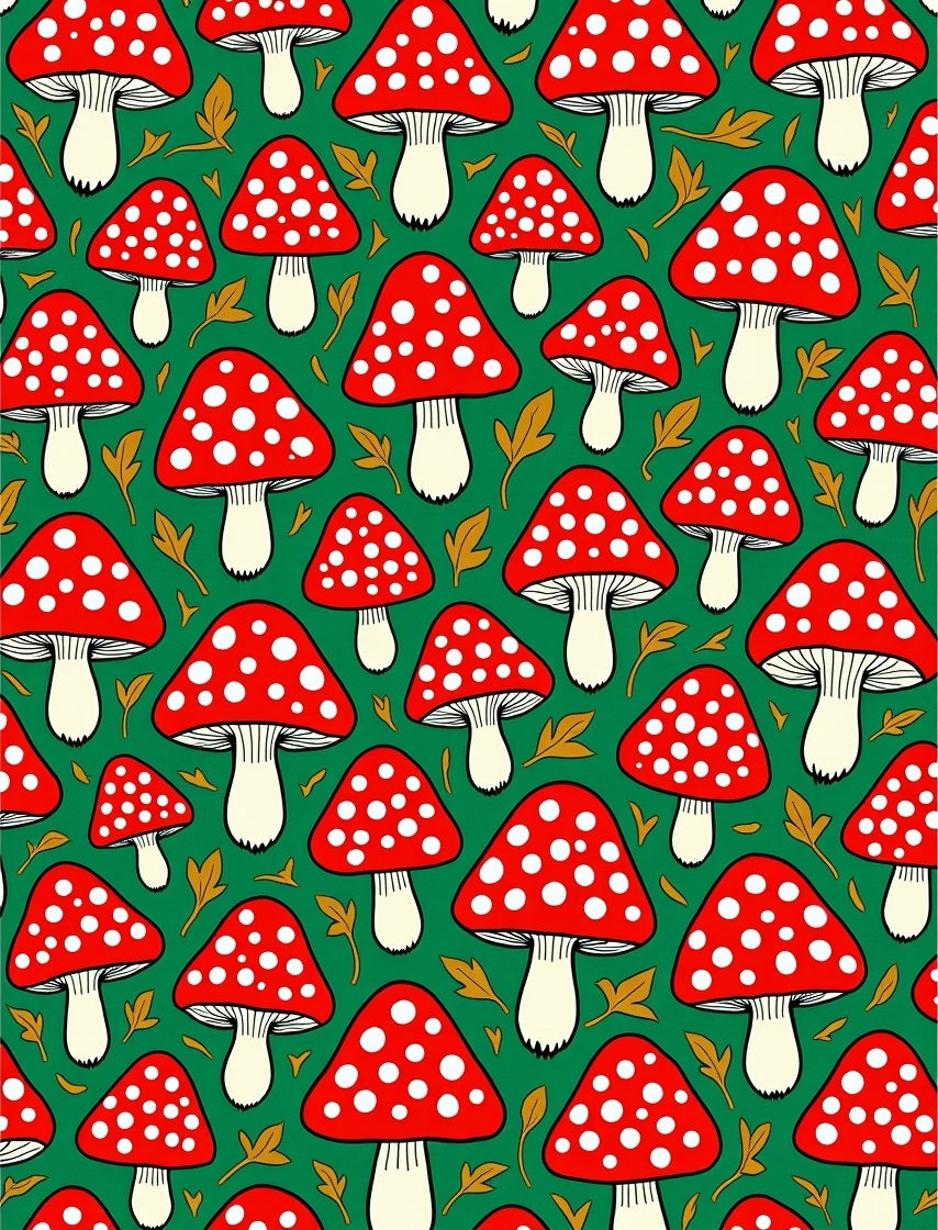 Red White Mushroom Forest Garden Rug