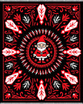 Red Black Festive Gnome Mandala Rug