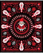 Red Black Festive Gnome Mandala Rug