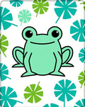 Green Frog With Teal Leaf Accents Rug