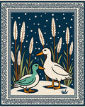 Charming Duo Ducks Tall Grass Scene Rug