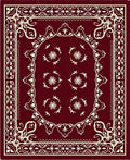 Deep Red Vintage Floral Medallion Rug