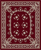 Deep Red Vintage Floral Medallion Rug