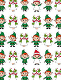 Cute Christmas Elves Repeat Green Red Rug