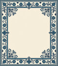 Vintage Navy Floral Scroll Border Rug