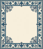 Vintage Navy Floral Scroll Border Rug