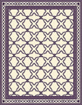 Cream Purple Geometric Lattice Border Rug