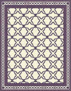 Cream Purple Geometric Lattice Border Rug