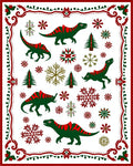 Green Red Dinosaur Snowflake Christmas Trees Rug