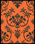 Deep Blue Floral Damask Orange Rug