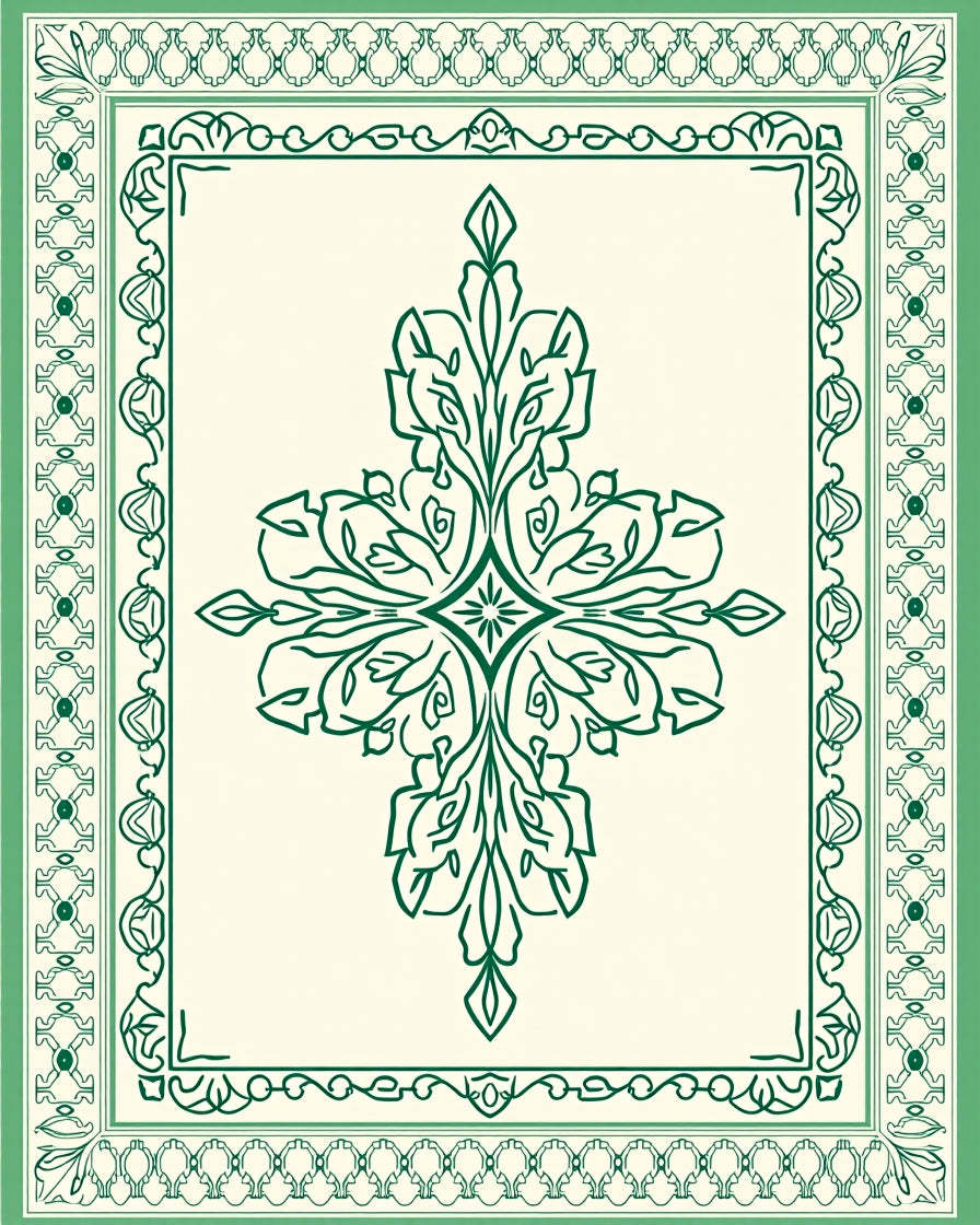 Ornate Verdant Botanical Flourish Rug