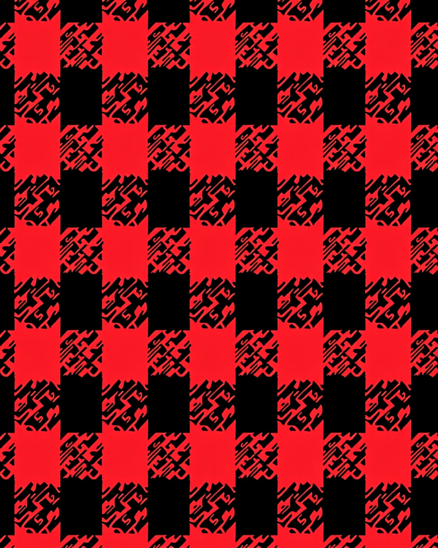 Red Black Buffalo Check Abstract Rug