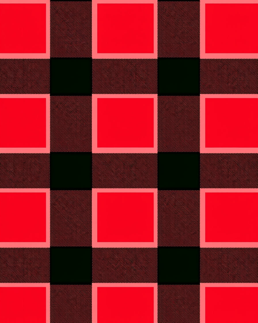 Bold Red Checkered Square Rug