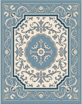 Blue Cream Renaissance Floral Medallion Rug
