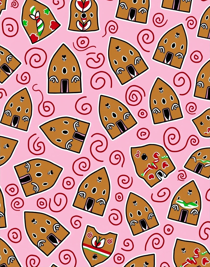 Pink Gingerbread House Swirls Rug