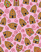 Pink Gingerbread House Swirls Rug