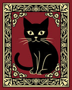 Black Cat Crimson Floral Border Rug