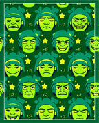 Green Cartoon Face Star Background Rug