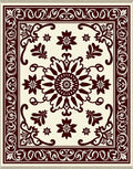 Deep Crimson Floral Medallion Ivory Rug