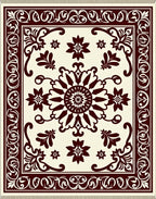 Deep Crimson Floral Medallion Ivory Rug
