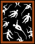 Orange Black Abstract Human Figures Rug