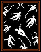 Orange Black Abstract Human Figures Rug