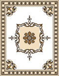Ornate Golden Floral Medallion Border Rug