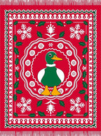 Festive Red Duck Snowflake Holly Rug