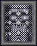 Dark Navy Ivory Geometric Diamond Mandala Rug