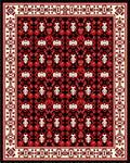Bold Red and Black Floral Border Rug
