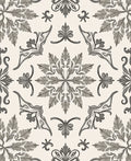 Monochromatic Gray Vintage Foliage Mandala Rug