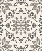 Monochromatic Gray Vintage Foliage Mandala Rug