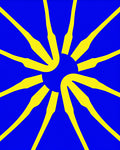 Bold Yellow Sunburst Blue Rug