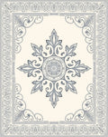 Ornate Gray Floral Medallion Border Rug