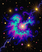 Cosmic Nebula Burst With Stars Rug